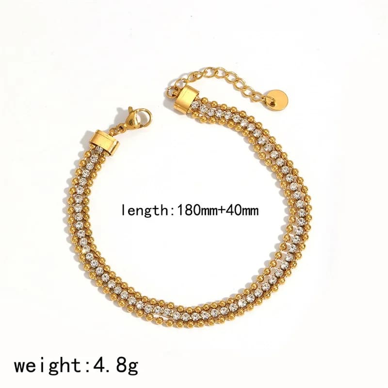 Cubic Zirconia Chain Bracelet Bangle, Gold