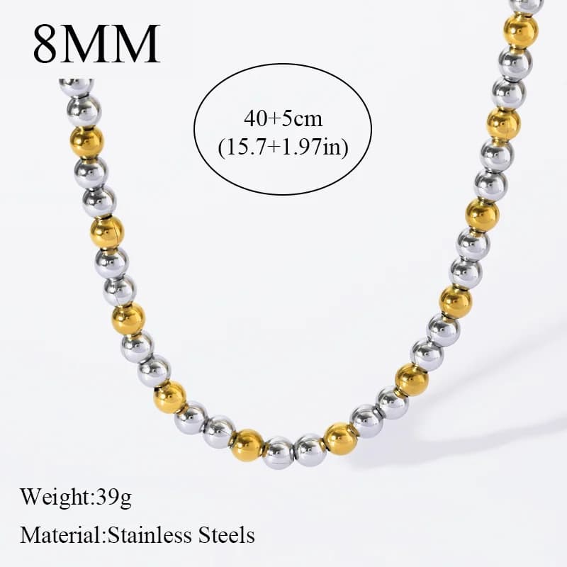 Solid Beaded Necklace and Bracelet Set, 2 Colors