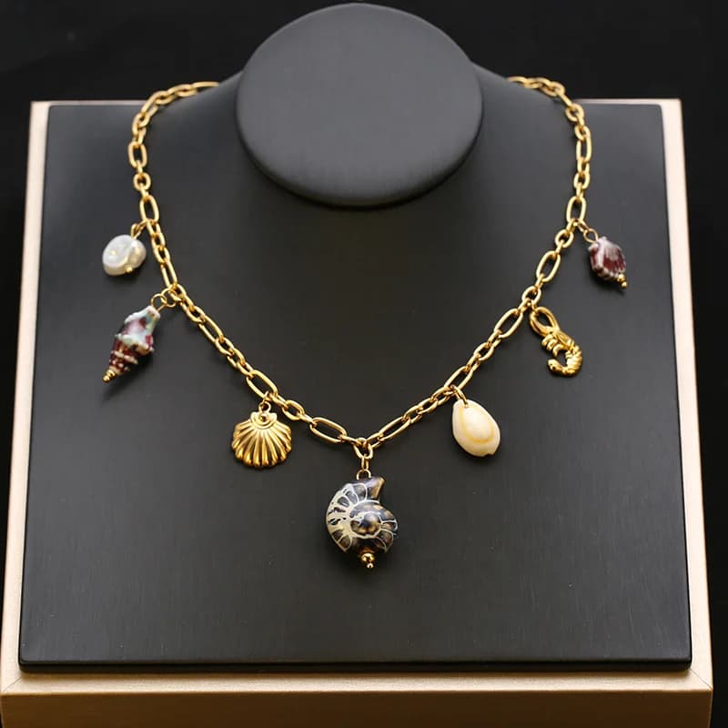 Gold Starfish Turtle Pendant Necklace