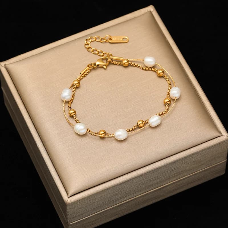 18K Gold Plated Synthetic Zircon Beaded Bracelet