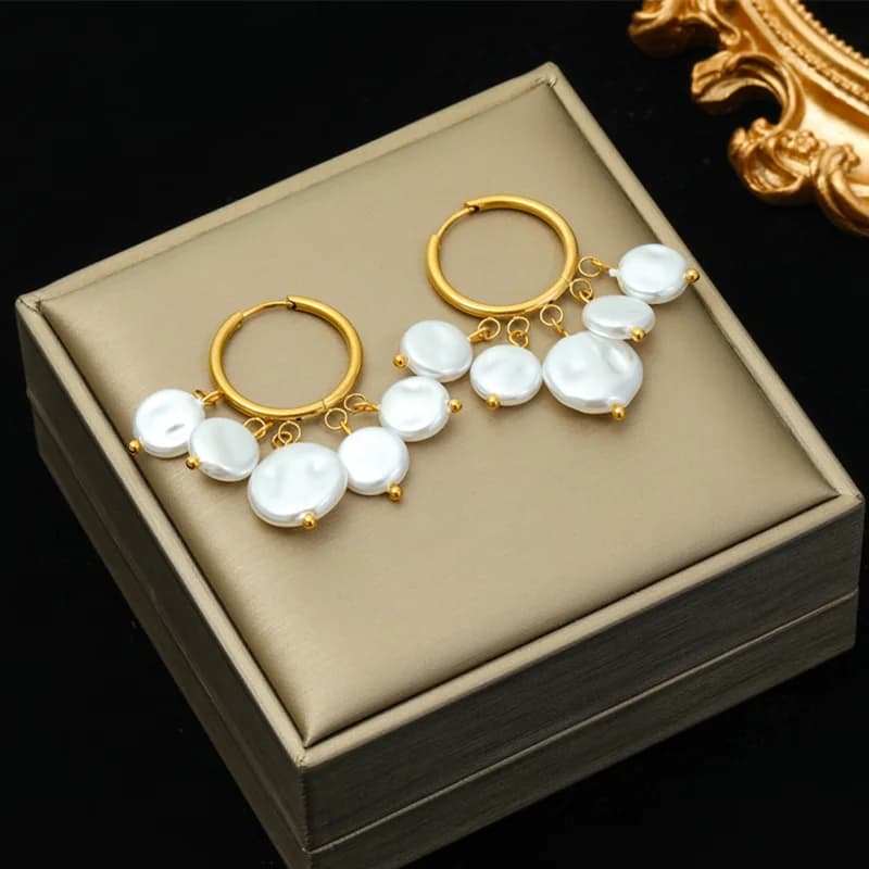 Irregular Pearl Tassel Drop Dangle Earrings