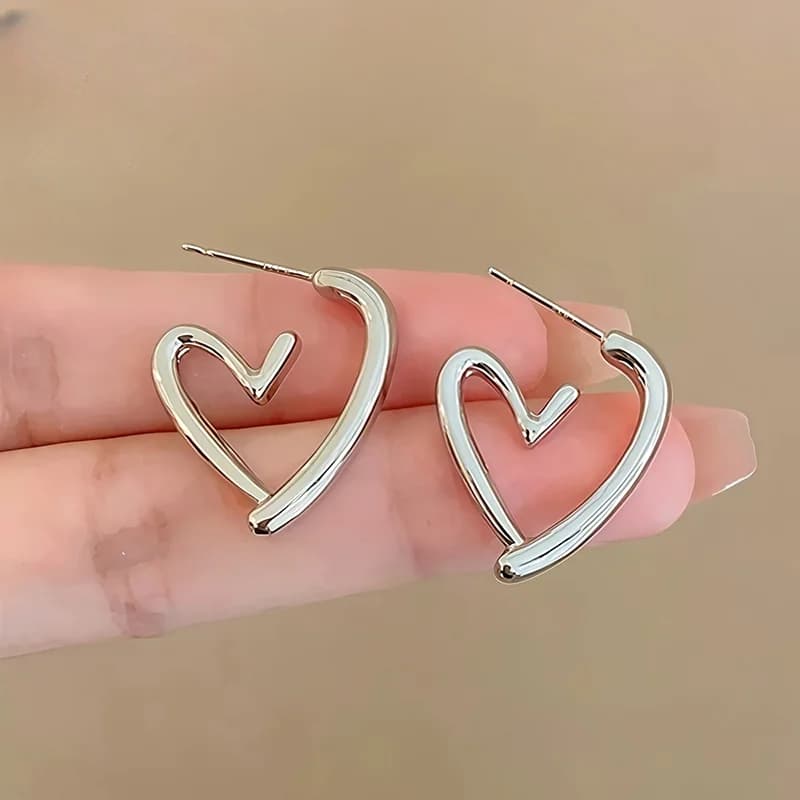 Heart Stud Piercing Earrings, Stainless Steel