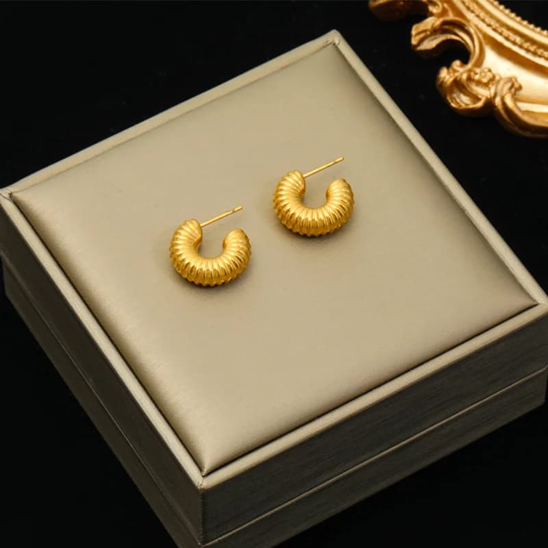 Geometric Twist Earrings, Gold Color