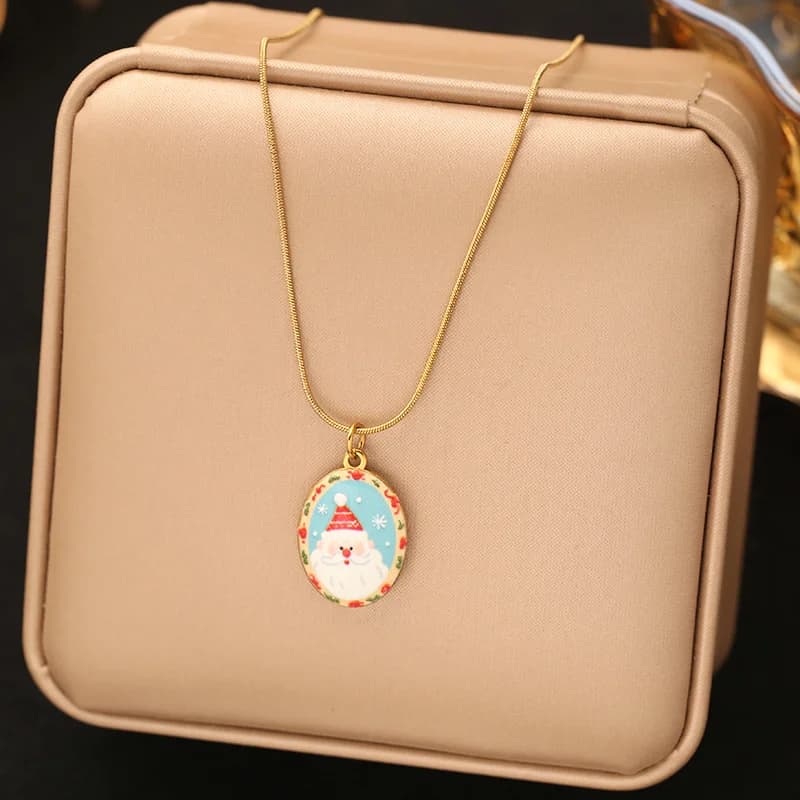 Snowman Enamel Pendant Necklace