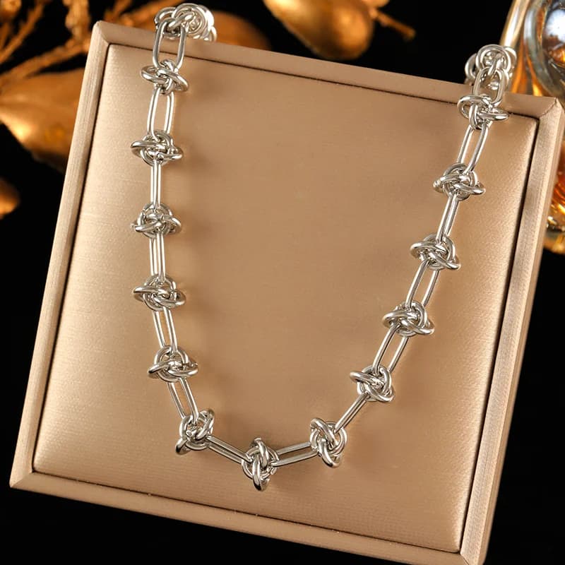 Snakehead Zircon Necklace, Silver Color