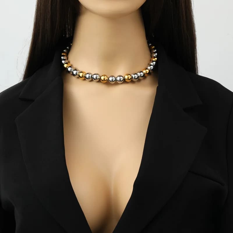 Solid Beaded Necklace and Bracelet Set, 2 Colors