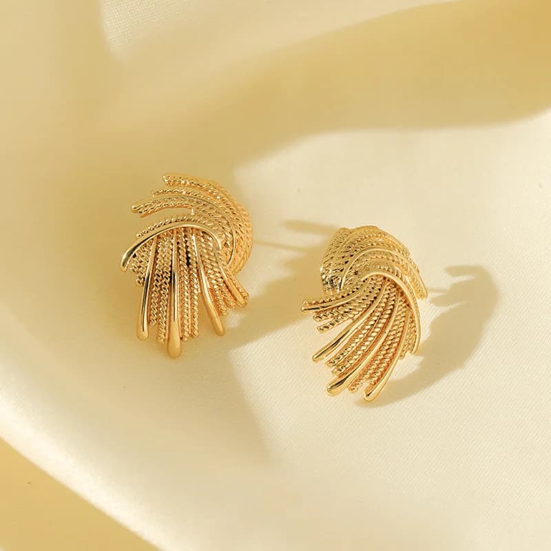 316L Stainless Steel Gold Plated Geometric Stud Earrings
