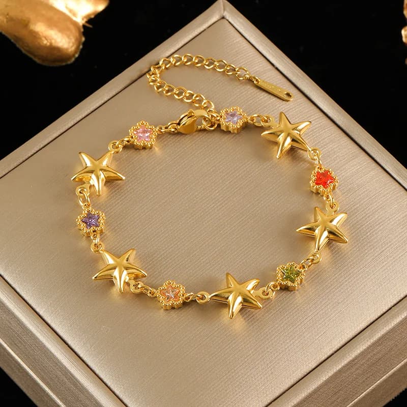 18K Gold Plated Synthetic Zircon Beaded Bracelet
