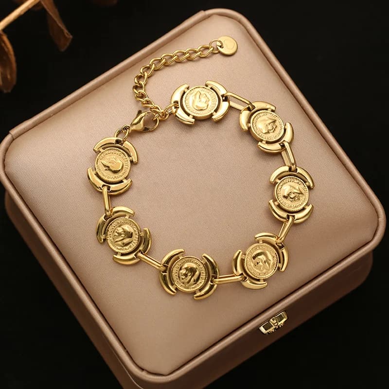 Gold Bead Chain Bracelet Bangle
