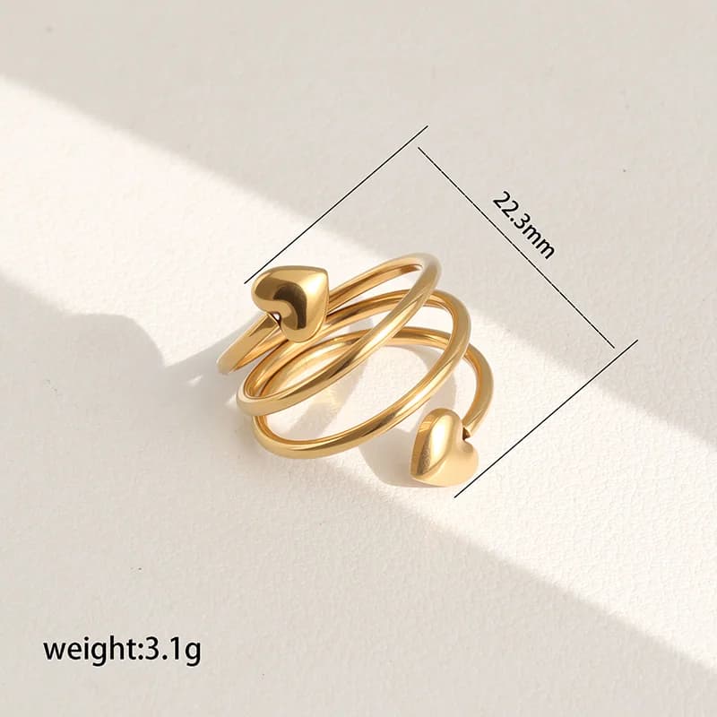 Stainless Steel Sparkling Zirconia Leaf Adjustable Ring