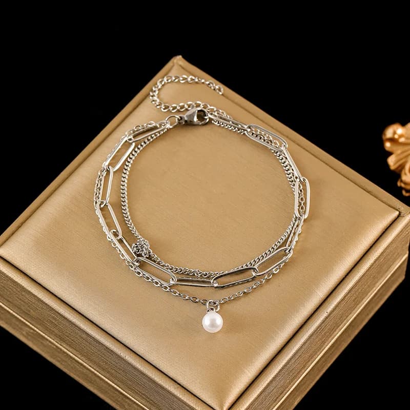 Thick Punk Style Stainless Steel Bracelet, Silver