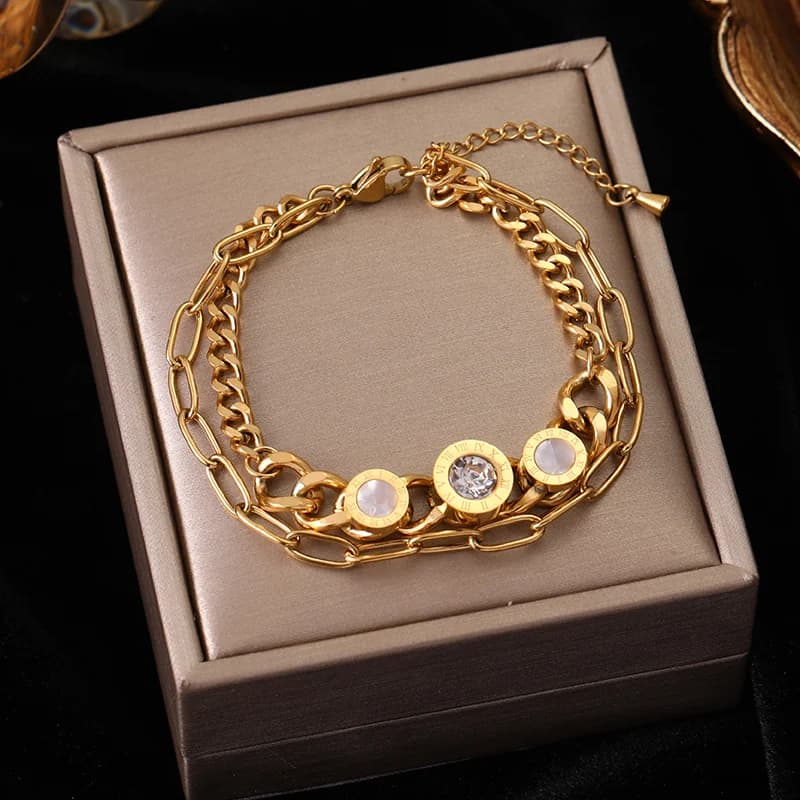 Geometric Circle Charm Stainless Steel Bracelet