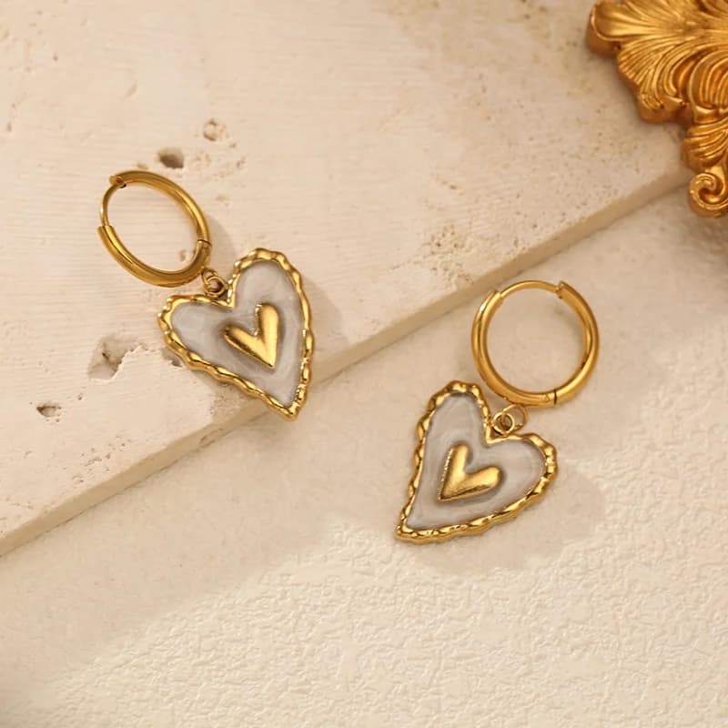 Irregular Heart-Shaped Dangle Earrings