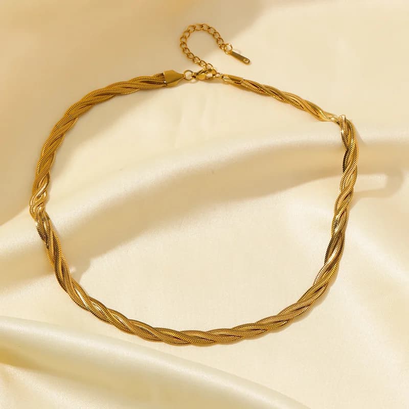 Cross Woven Chain Necklace and Bracelet Set