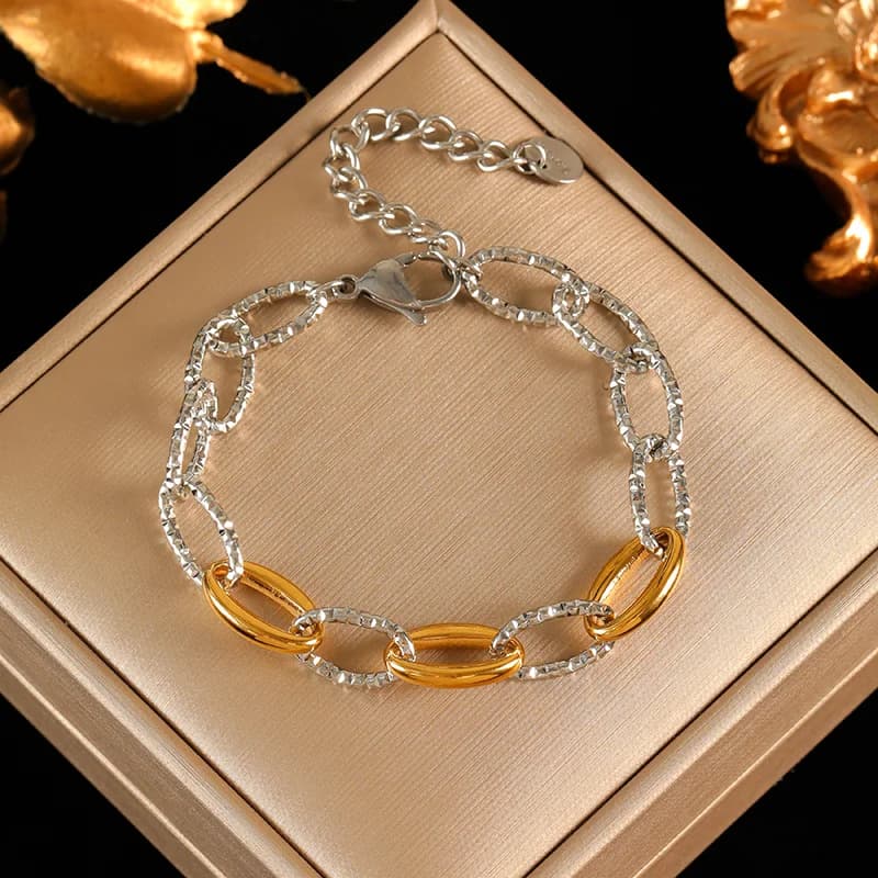 Oval Link Chain Bracelet with Toggle Clasp, Steel