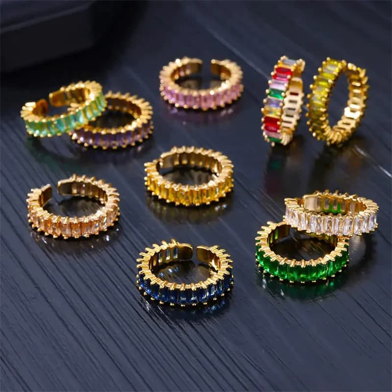 316L Stainless Steel Cubic Zirconia Adjustable Ring