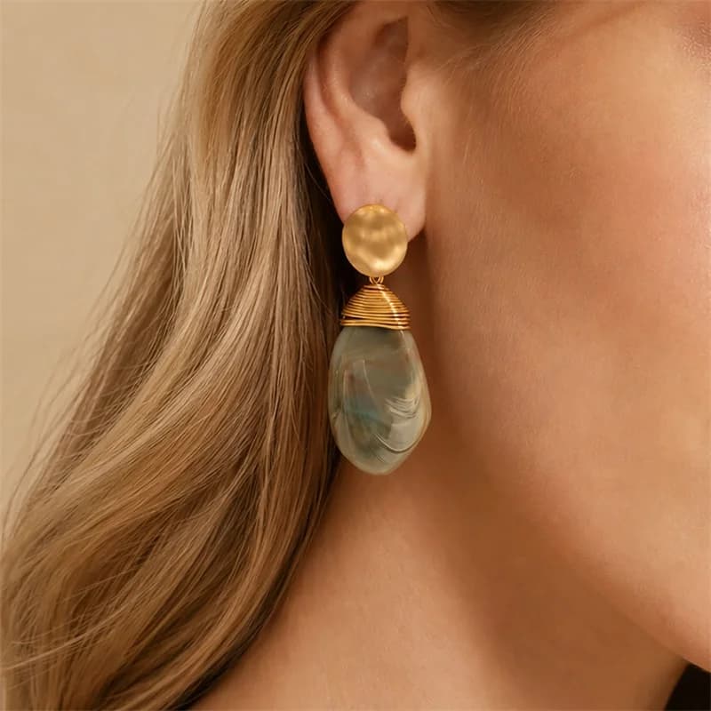 Resin Vacation-Style Stud Dangle Earrings