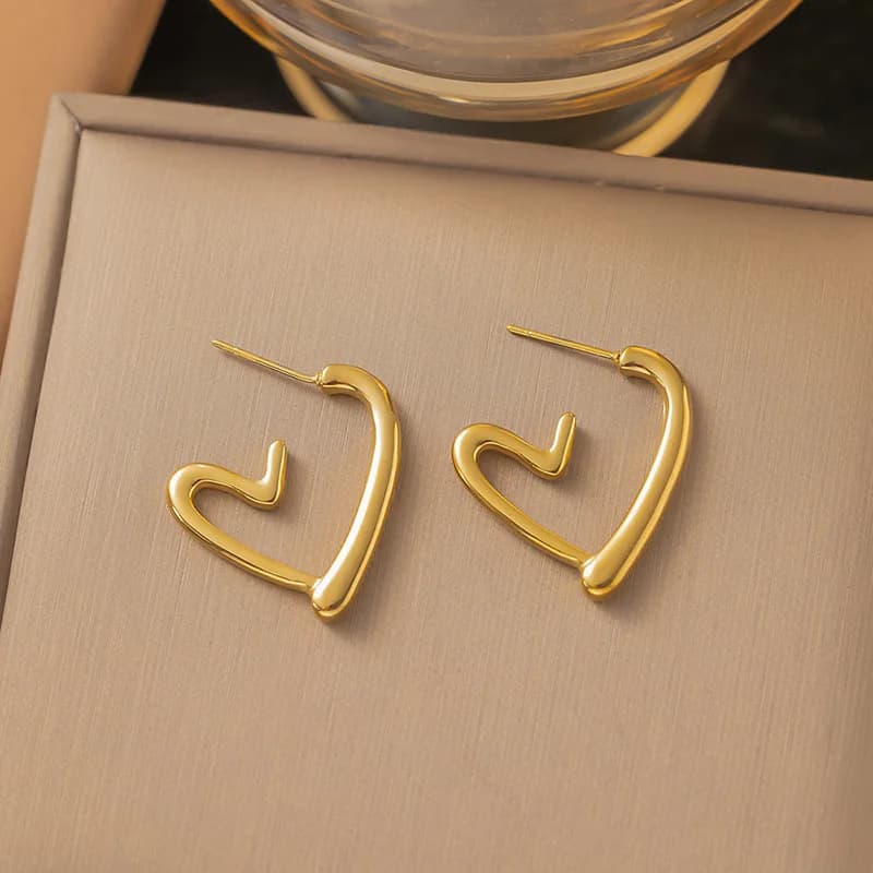 Heart Stud Piercing Earrings, Stainless Steel