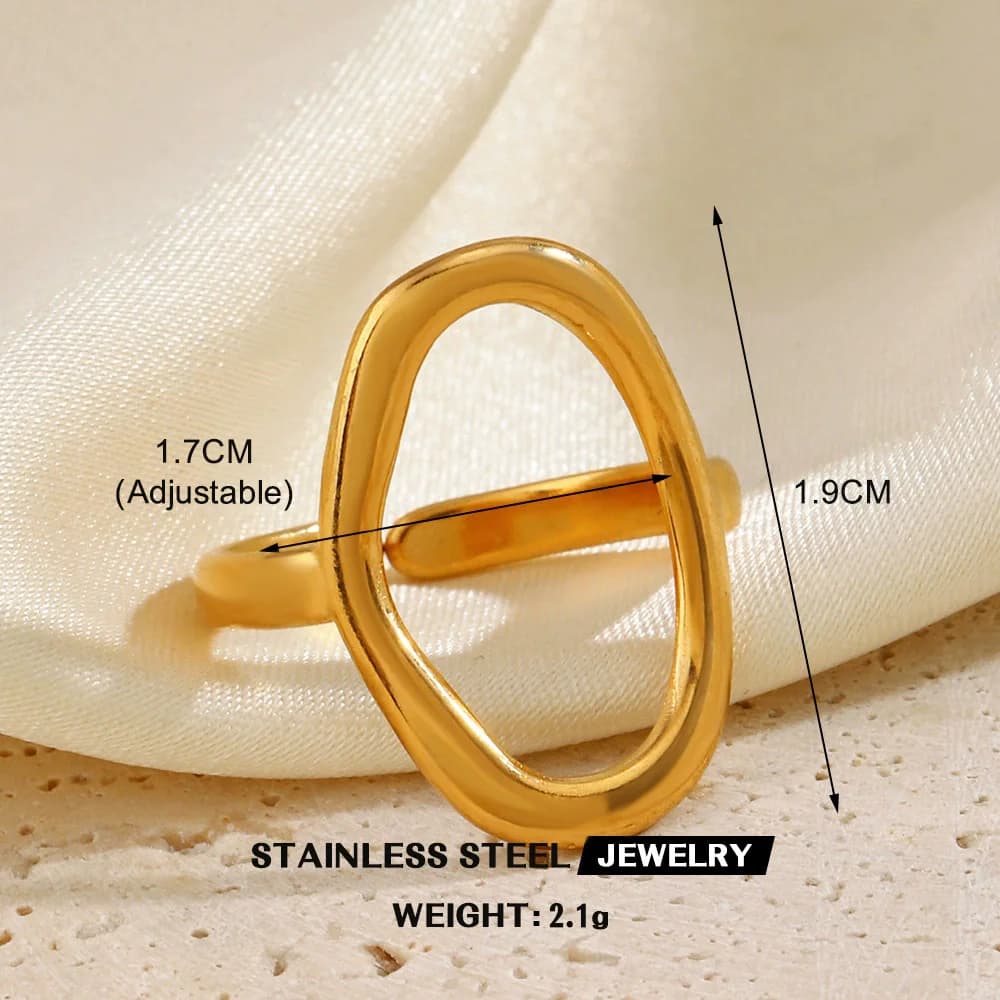 Gold Color Leaves and Heart Statement Ring