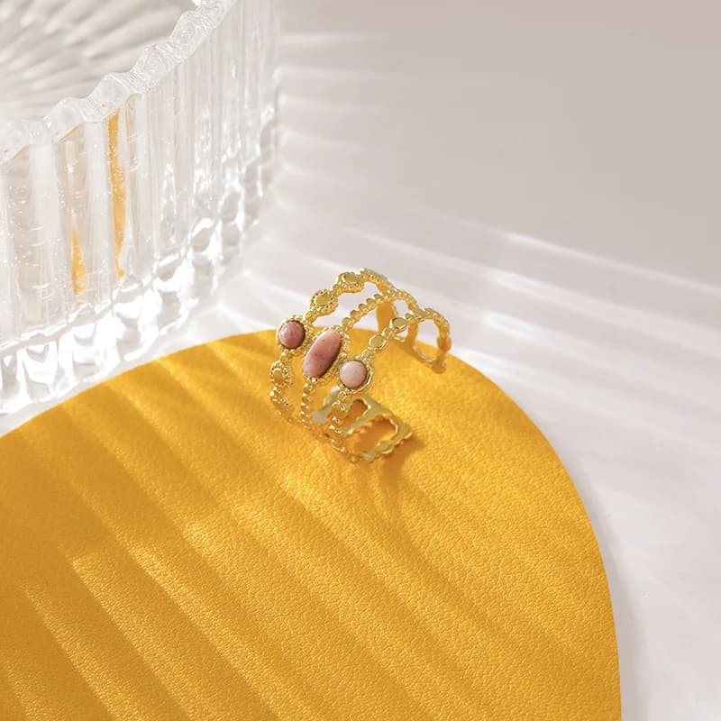 Stainless Steel White Zircon Cuff Open Ring