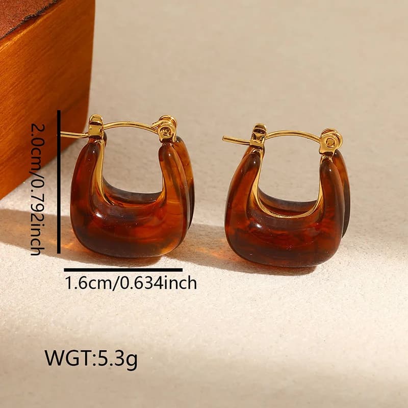 Vintage Teardrop Amber Stud Earrings