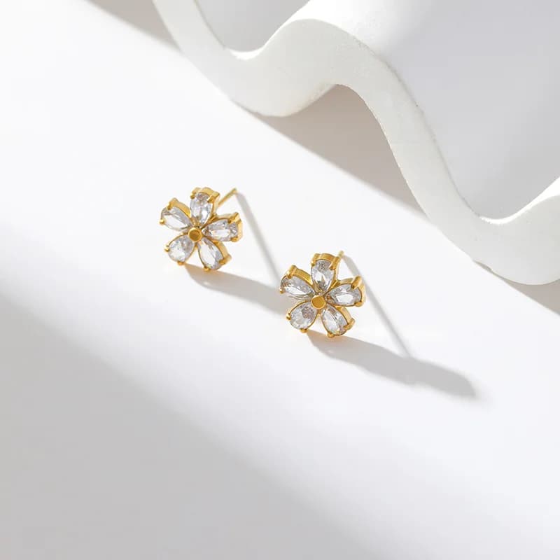 Zircon Flower Necklace, Earring and Bracelet Set