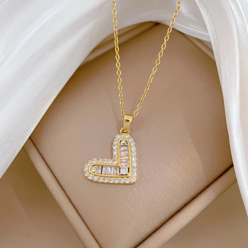 Pink Heart Love Pendant Necklace