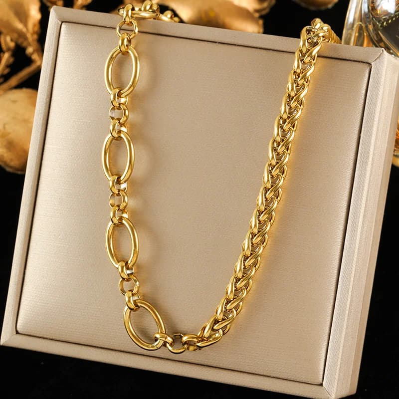 8mm Chunky Chain Necklace, 18K Gold Plated