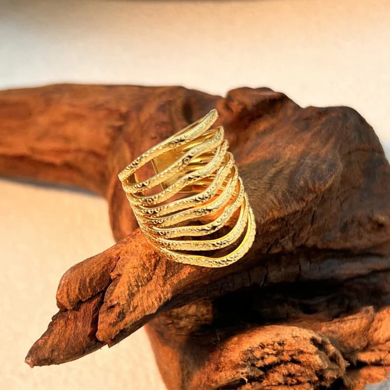 Szeroki otwarty pierścionek typu cuff, stal nierdzewna 316L