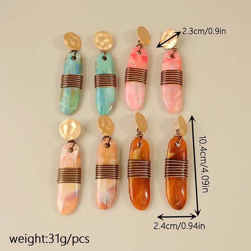 Bohemian Resin Drop Dangle Earrings