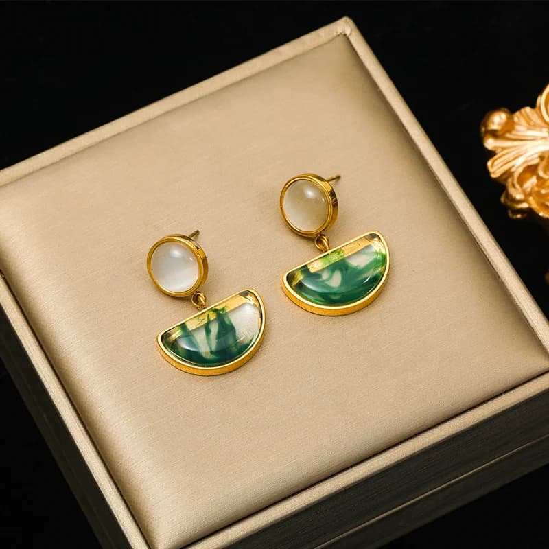 Gold Geometric Drop Earrings