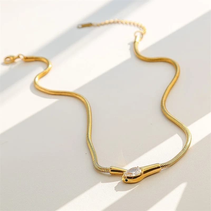 Multi-Layer Gold Color Chain Necklace, Stainless Steel
