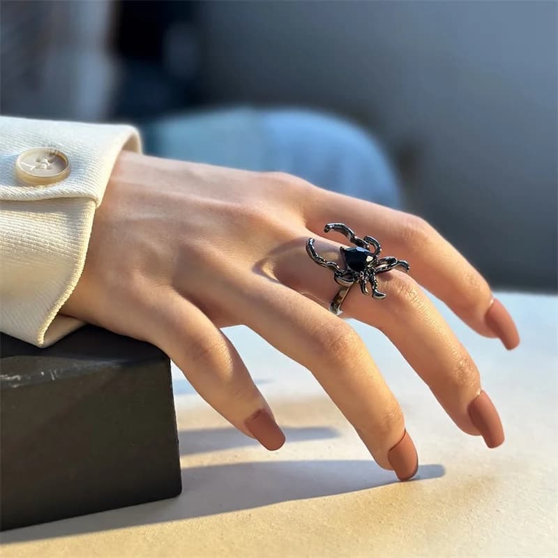 Spider Zircon Crystal Adjustable Open Ring