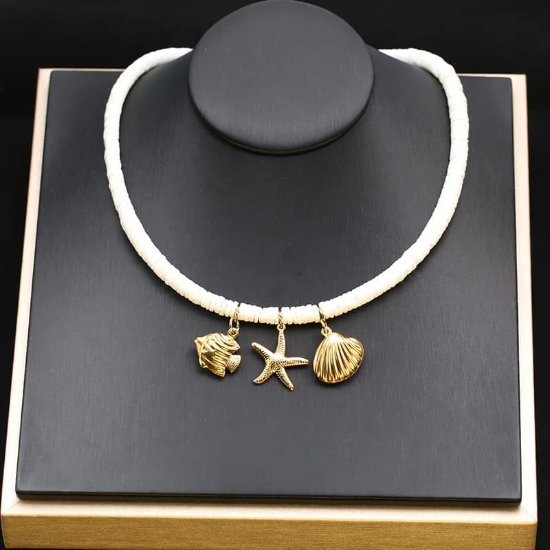 Gold Starfish Turtle Pendant Necklace