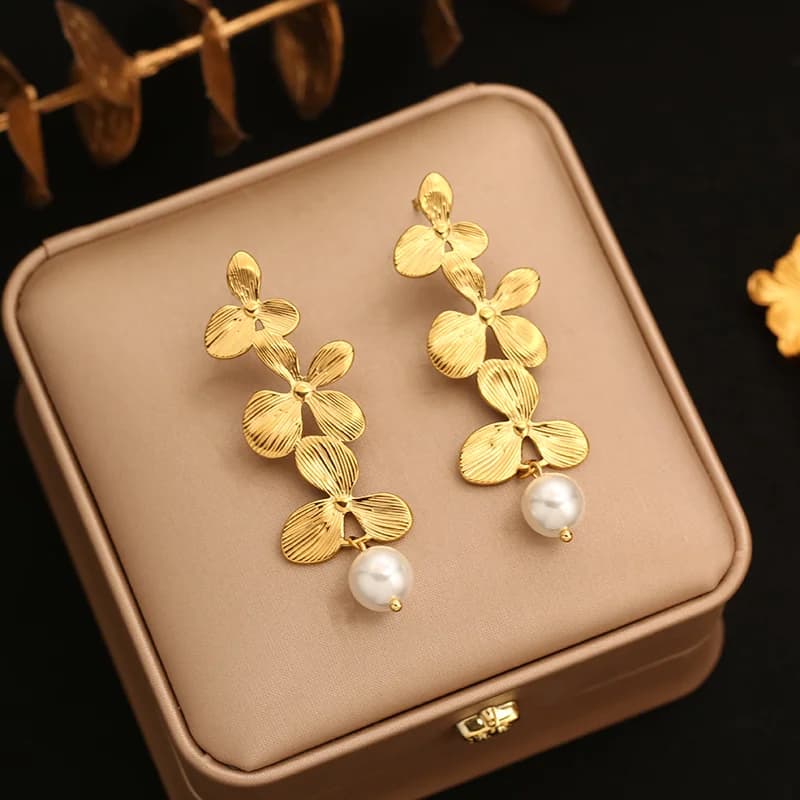 Irregular Pearl Tassel Drop Dangle Earrings