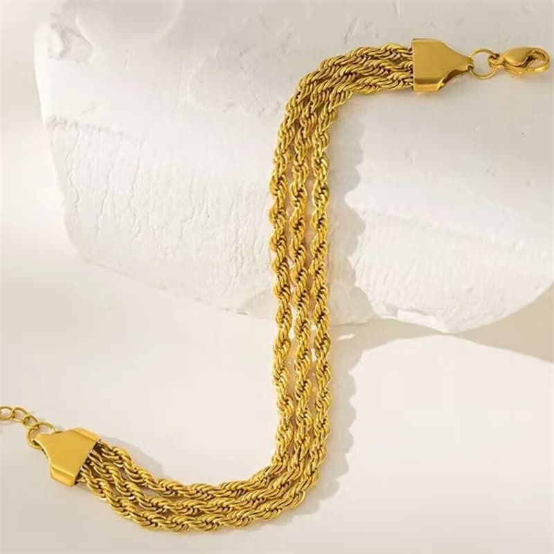 Layered Twisted Bracelet, Gold-Plated
