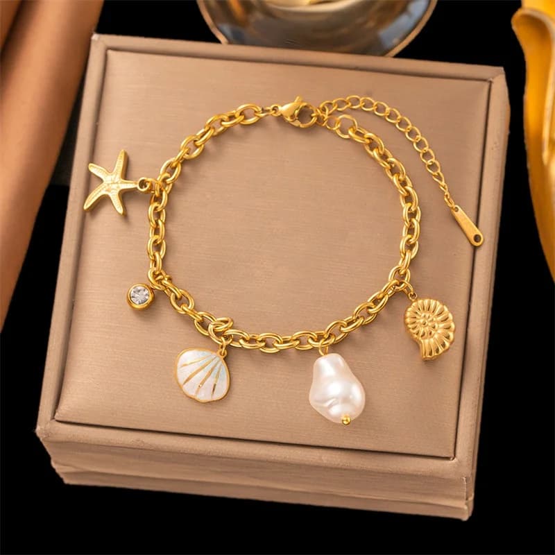 Gold Color Multiple Charms Bracelet
