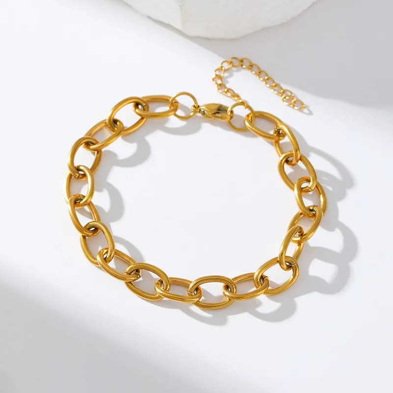 Beaded Wound Chain Bracelet, Gold Plated