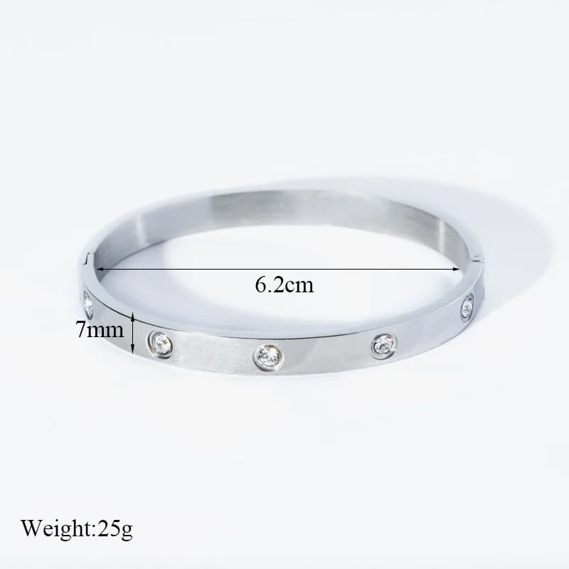 Bransoletka typu bangle z cyrkoniami w 3 kolorach
