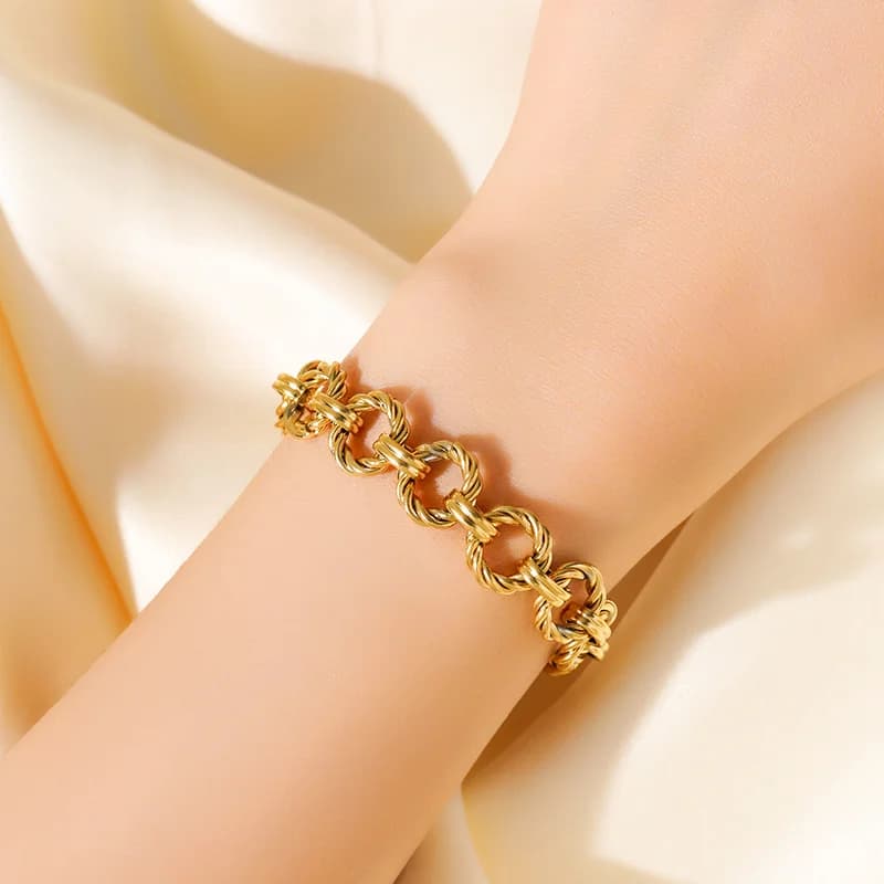 316L Stainless Steel Gold Plated Link Chain Set