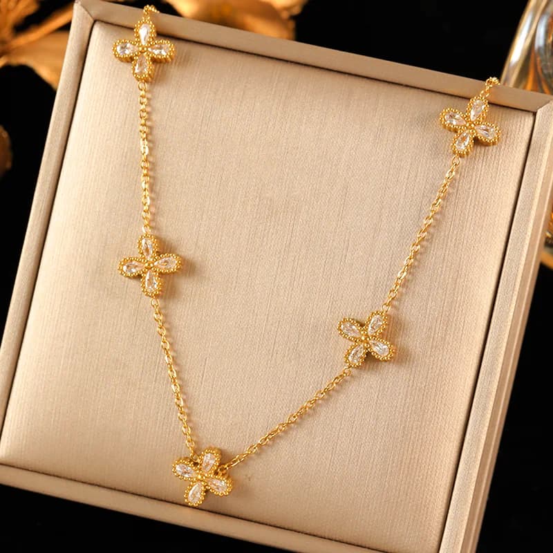 Flower Petal Zircon Jewelry Set
