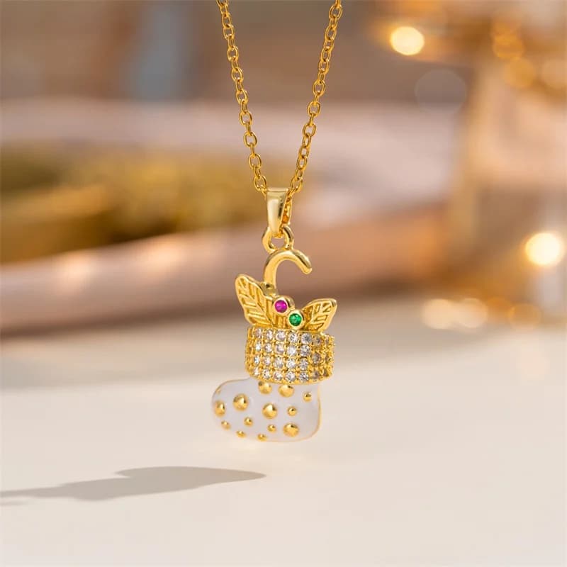 Christmas Tree Zircon Pendant Necklace