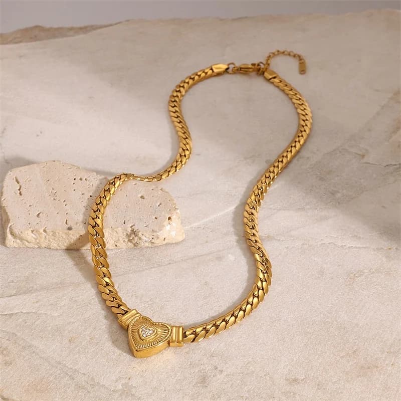Gold Heart Choker Necklace