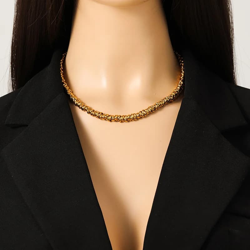 Gold Chain Necklace and Bracelet Set