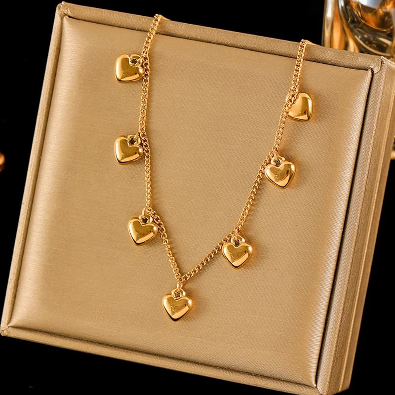 Stainless Steel Artificial Turquoise Double Layer Necklace