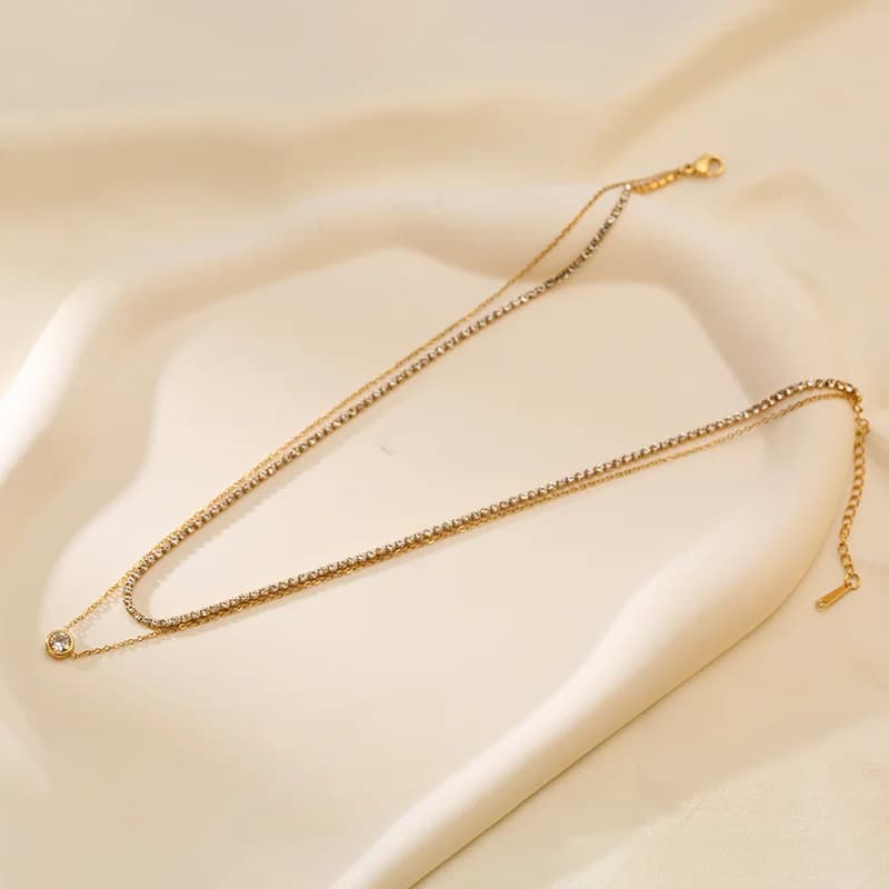 Multilayer Cubic Zirconia Chain Necklace