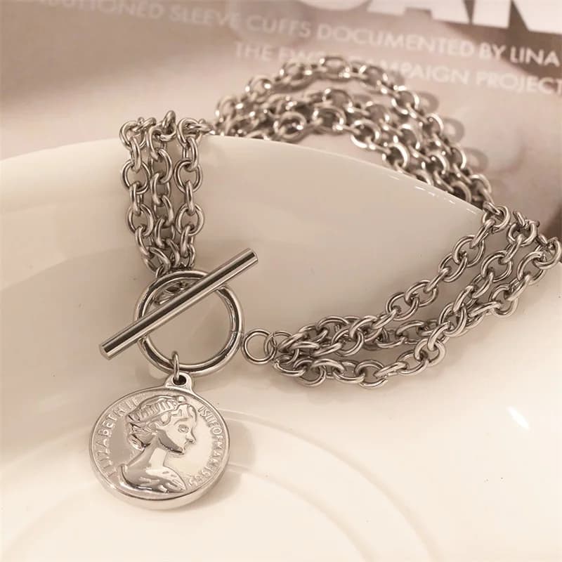 Silver Color Heart Beads Charm Bangle