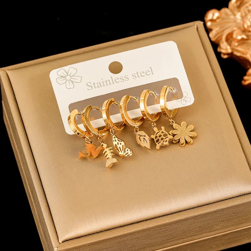 Flower Daisy Earrings Set, 18K Gold Plated