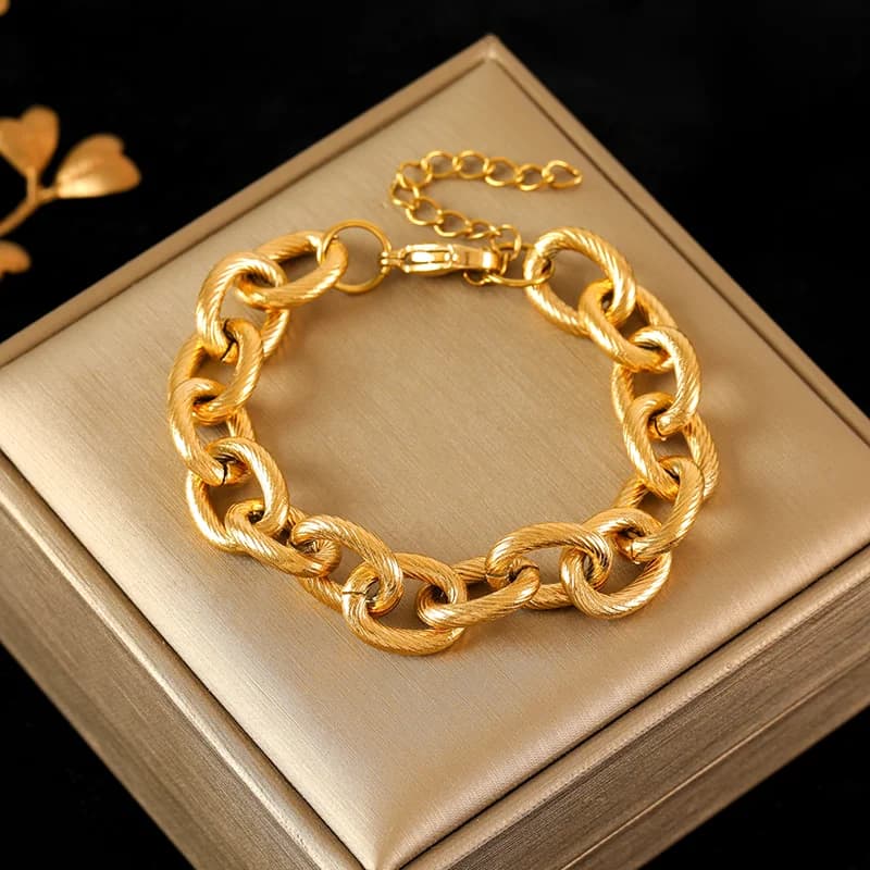 316L Stainless Steel Gold Thick Chain Bracelet