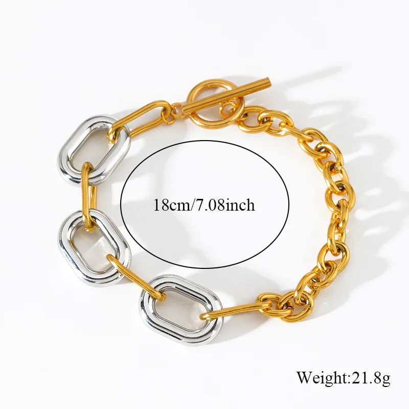 Oval Link Chain Bracelet with Toggle Clasp, Steel